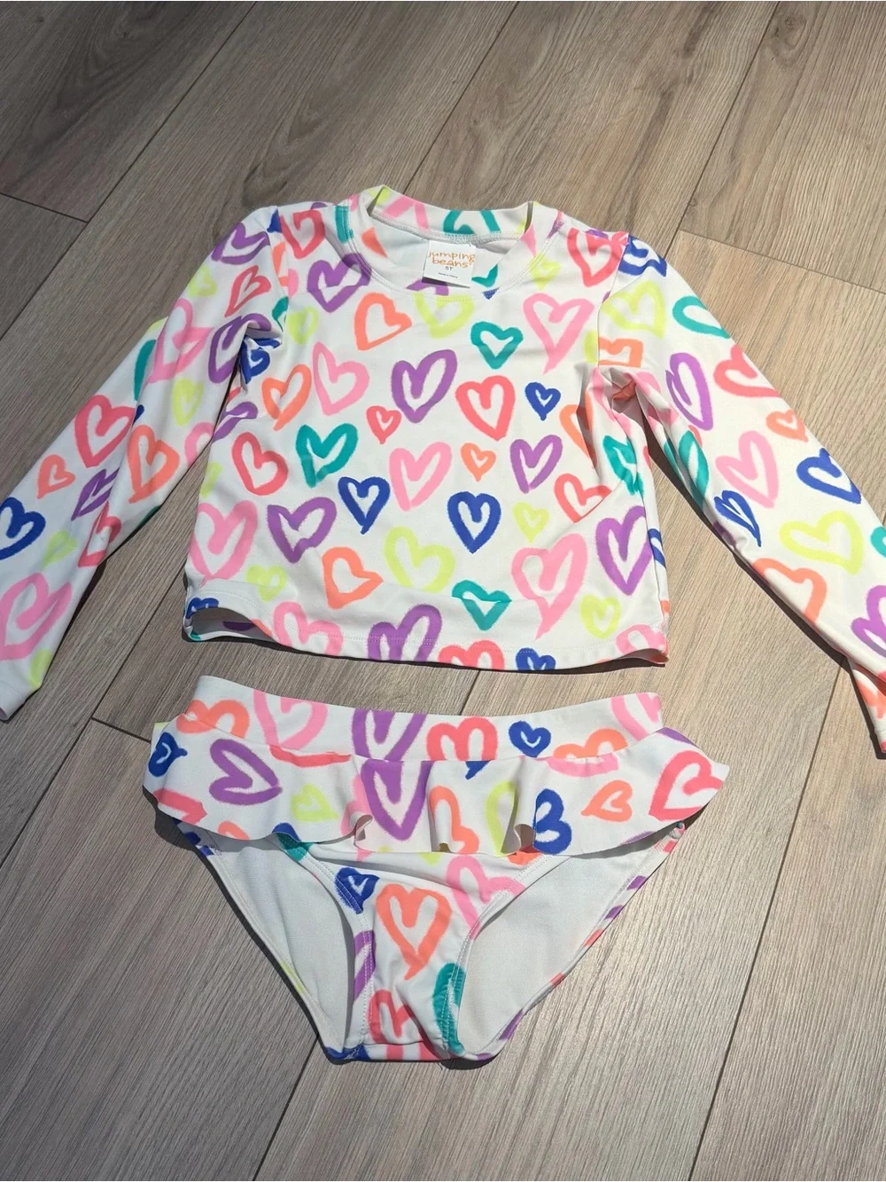 Kids Multi-Color Heart & Tie-Dye Long Sleeve Rash Guard Swim bundle